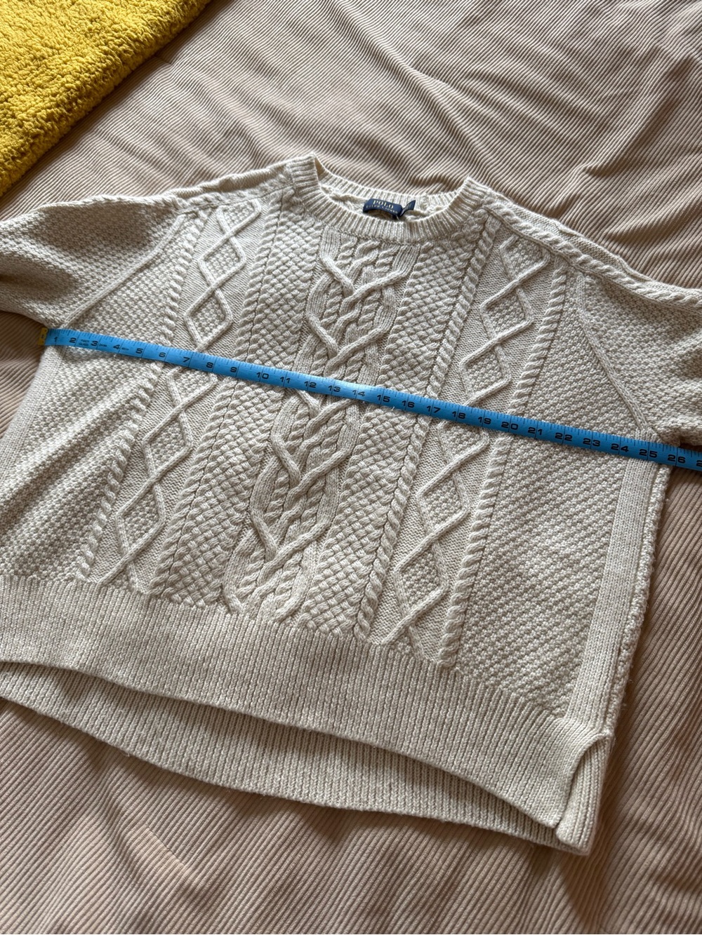 Polo Ralph Lauren Cream Ivory Cable Knit Crewneck Sweater XL - Picture 11 of 12